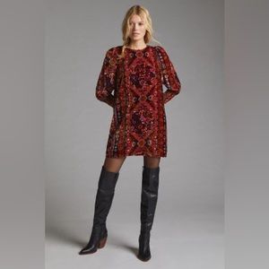by Anthropologie Velvet Shift Mini Dress